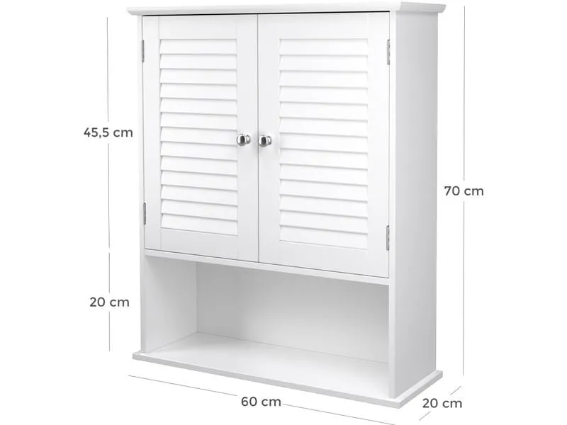 VASAGLE Badezimmerregal mit Doppeltür 20 x 70 cm, Weiss VASAGLE Badezimmerregal mit Doppeltür 20 x 70 cm, Weiss