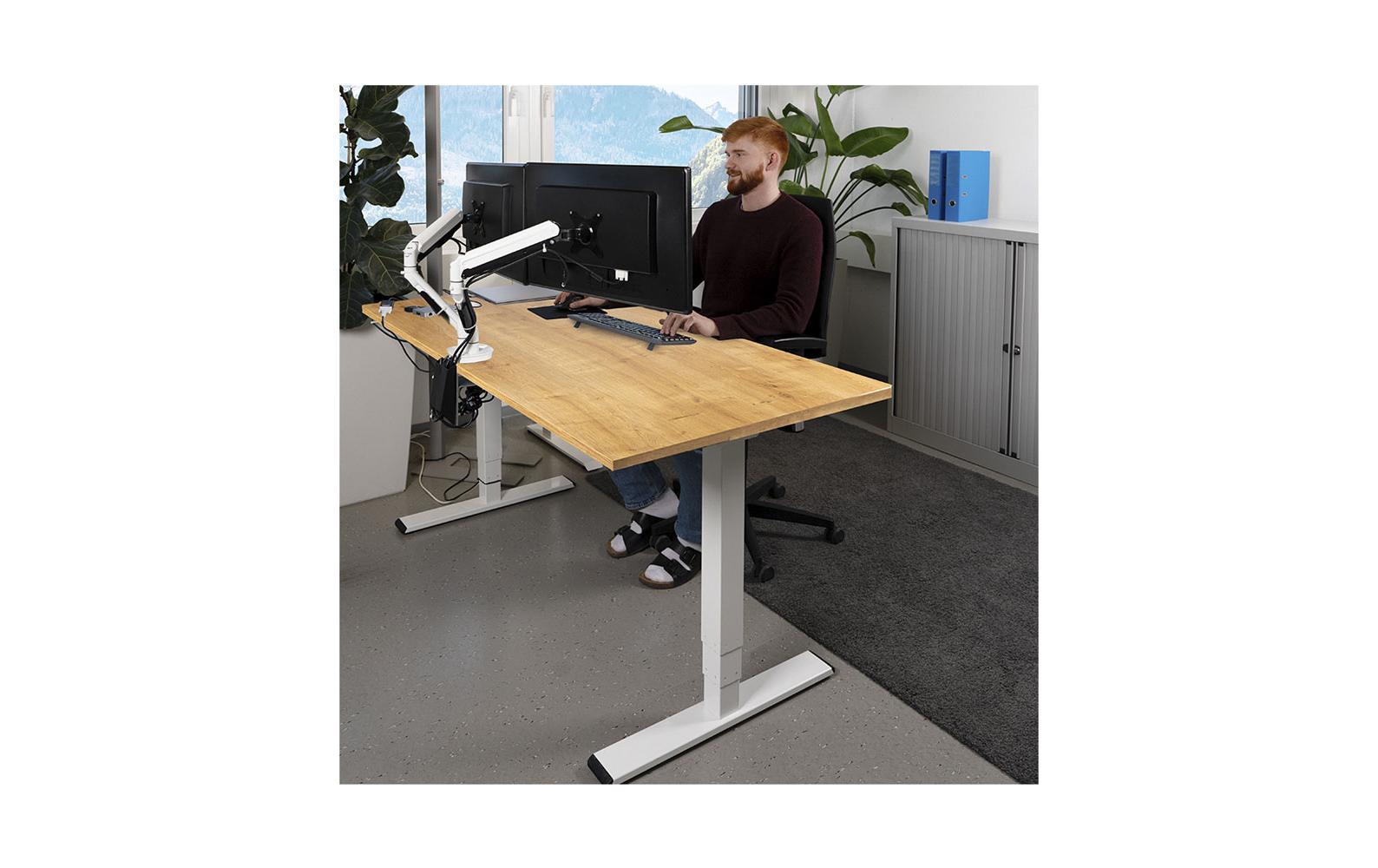 Contini höhenverstellbarer Bürotisch 1.6 x 0.8 m Eiche/Weiss