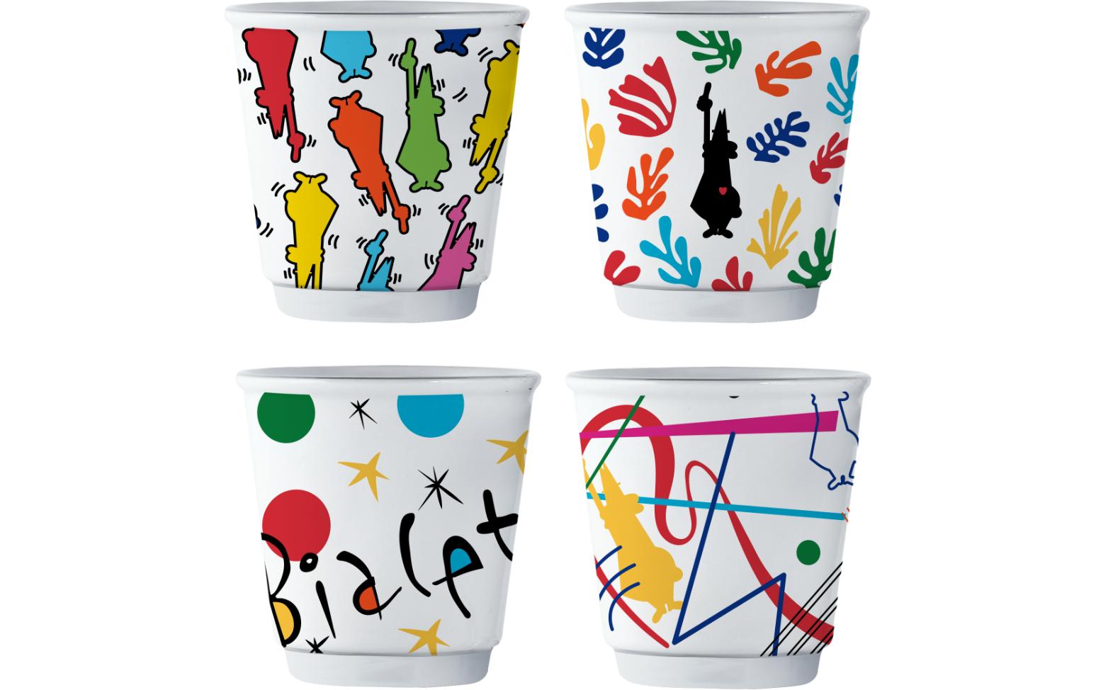 Bialetti Kaffeebecher Arte 80 ml, 4 Stück, Mehrfarbig