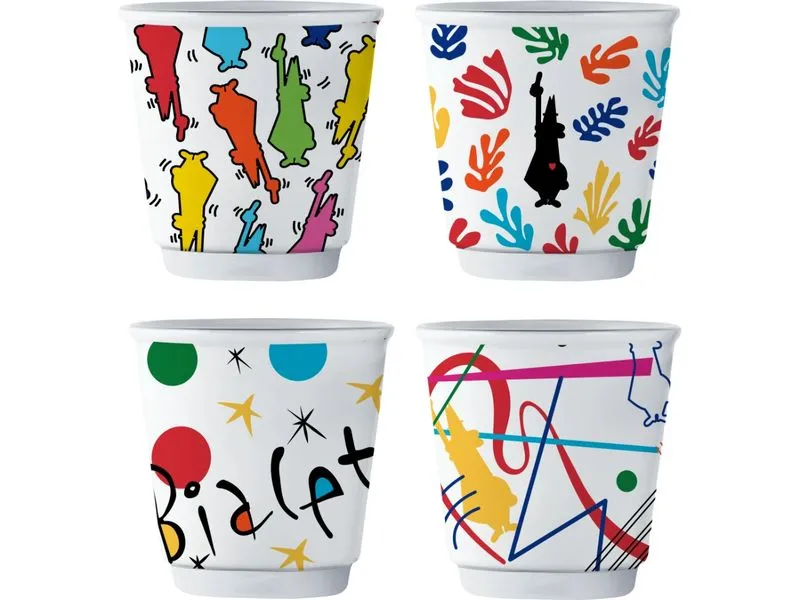 Bialetti Kaffeebecher Arte 80 ml, 4 Stück, Mehrfarbig