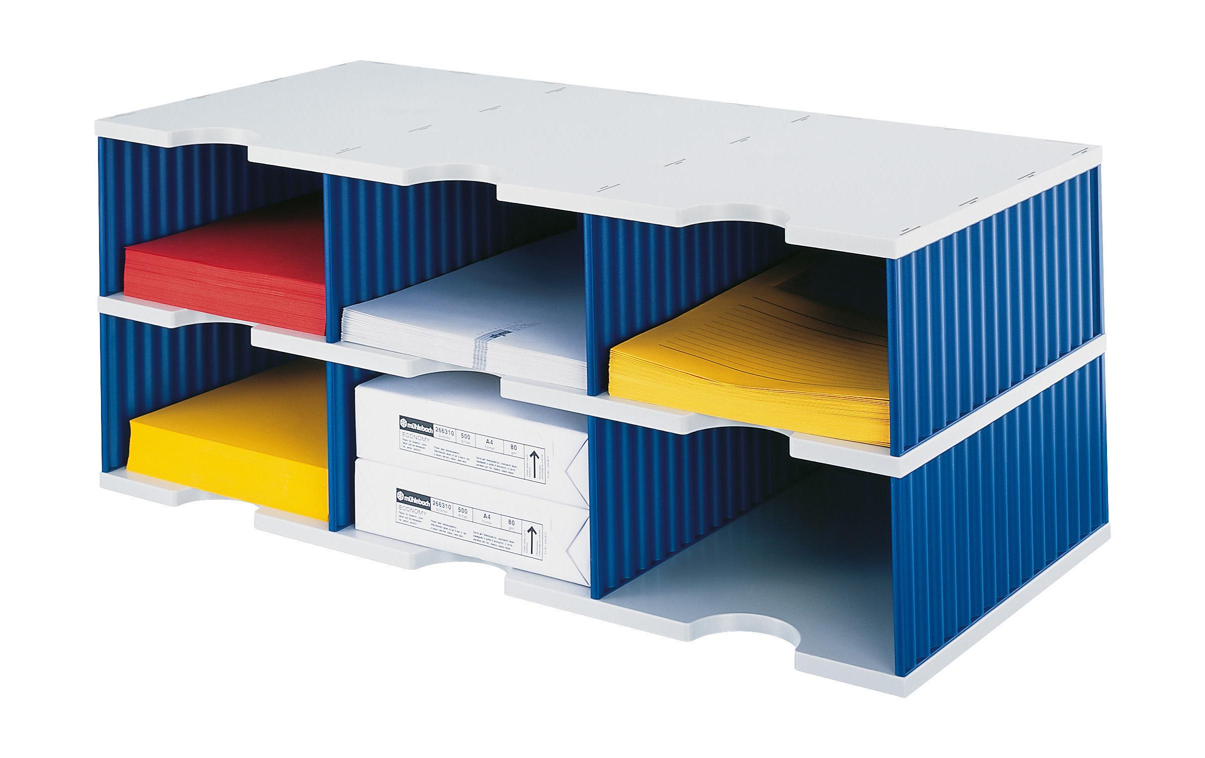 Styro Dokumentenablage styrodoc trio Jumbo Blau, 6 Fächer