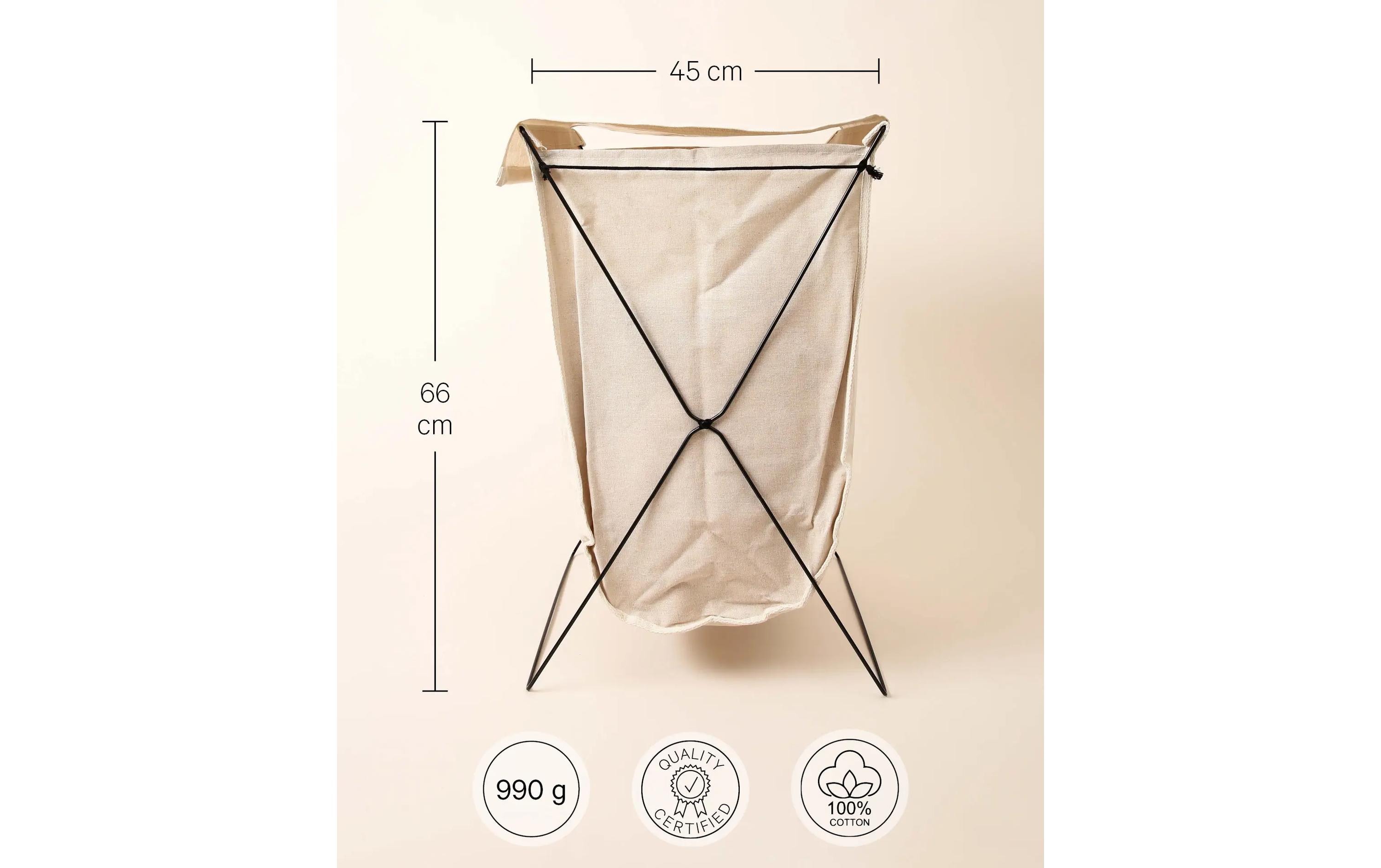 Esmée Wäschekorb mit Metall 30 l, Beige/Schwarz