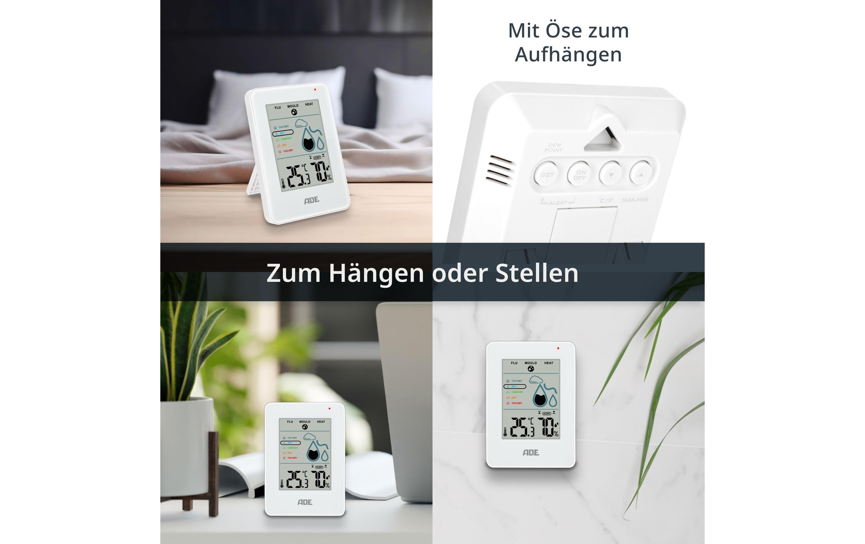 ADE Thermo-/Hygrometer digital Weiss