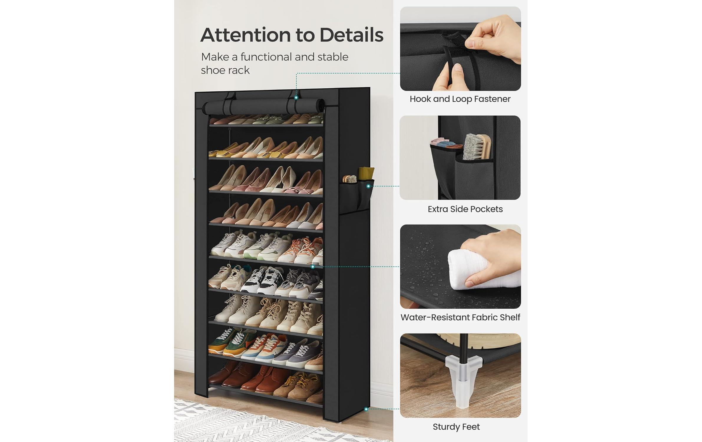 Songmics Schuhregal 85 x 28 x 162 cm, Schwarz