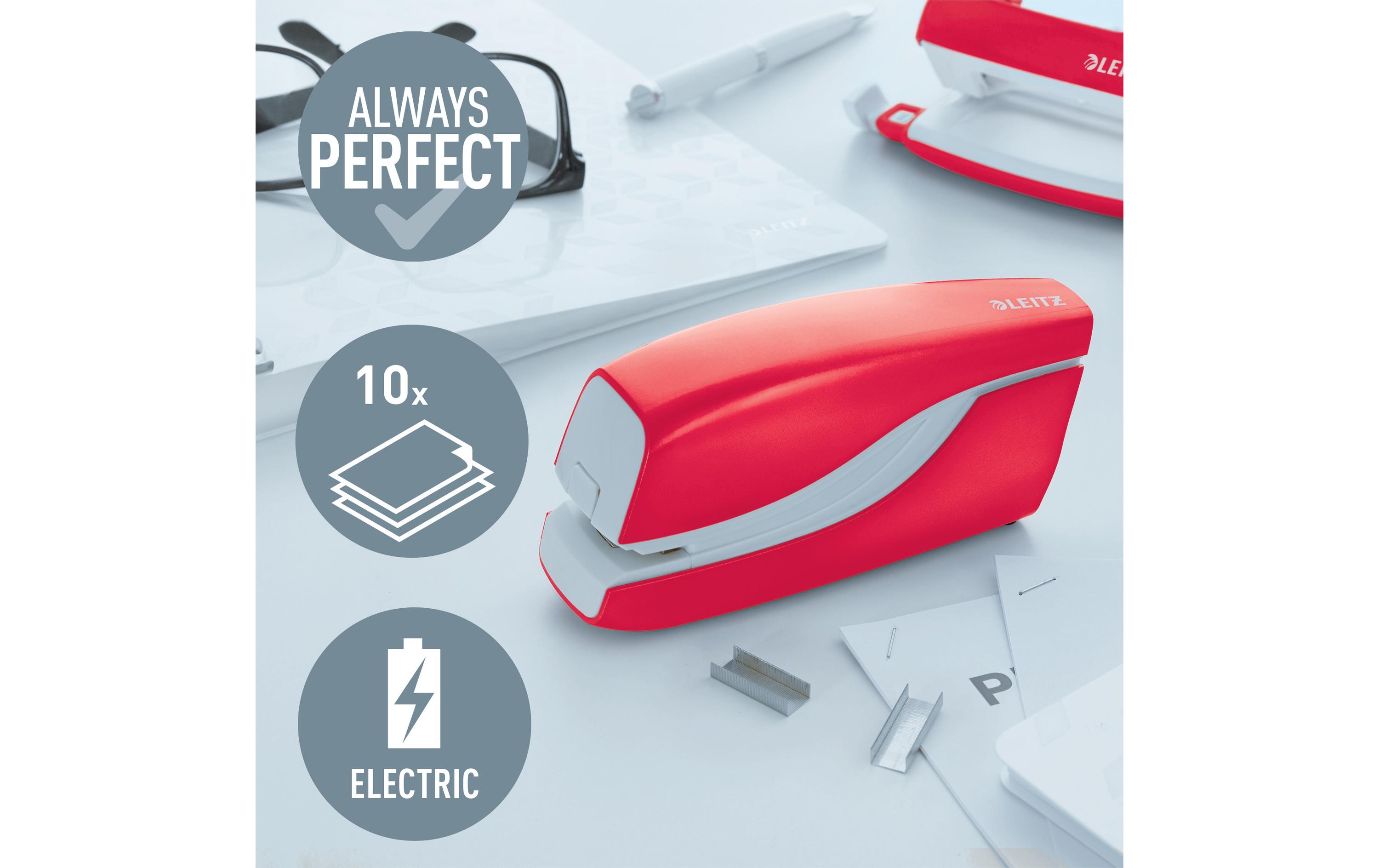 Leitz Elektrisches Heftgerät NeXXt WOW 10 Seiten, Rot