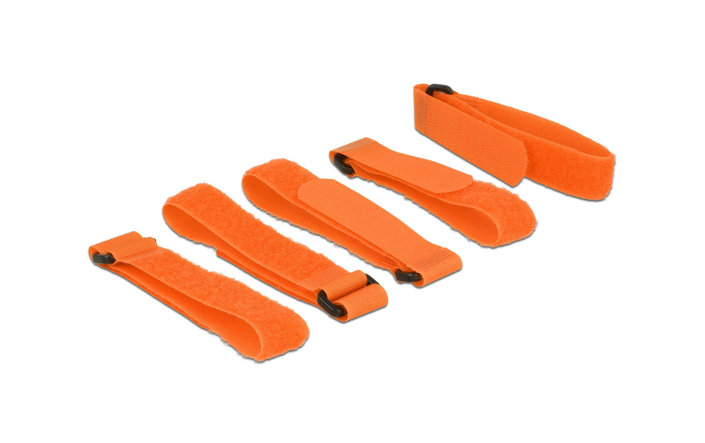 Delock Klettkabelbinder mit Schlaufe Orange 300 mm x 20 mm, 5 Stück