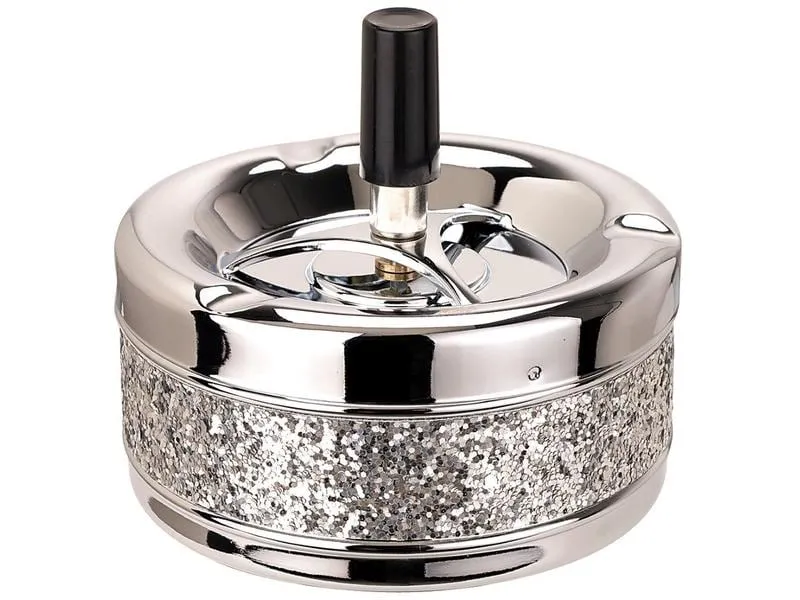 Dameco Aschenbecher mit Schleuderdeckel, Silber Dameco Aschenbecher mit Schleuderdeckel, Silber