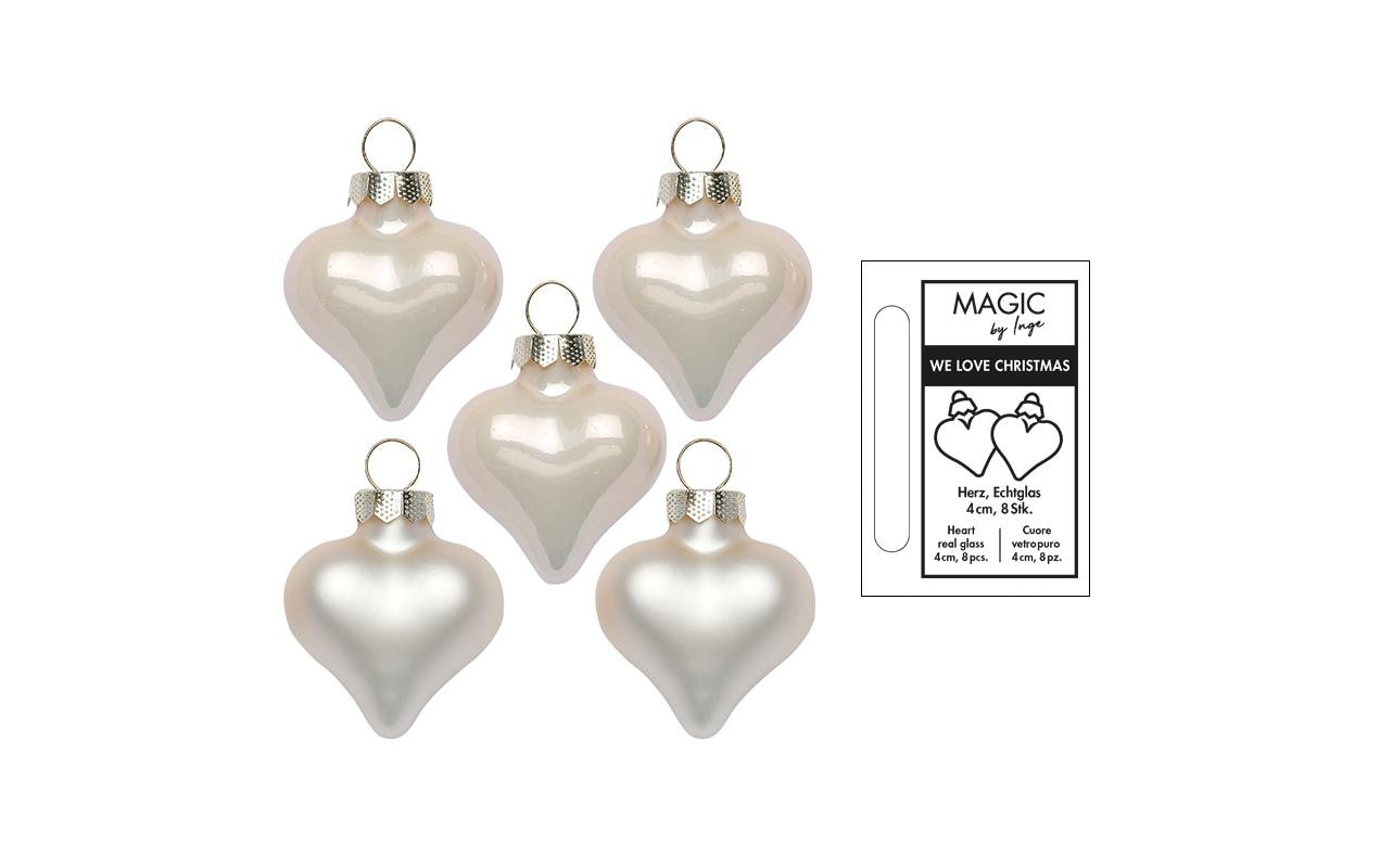 INGES CHRISTMAS DECOR Herz Champagne 4 cm 8 Stück