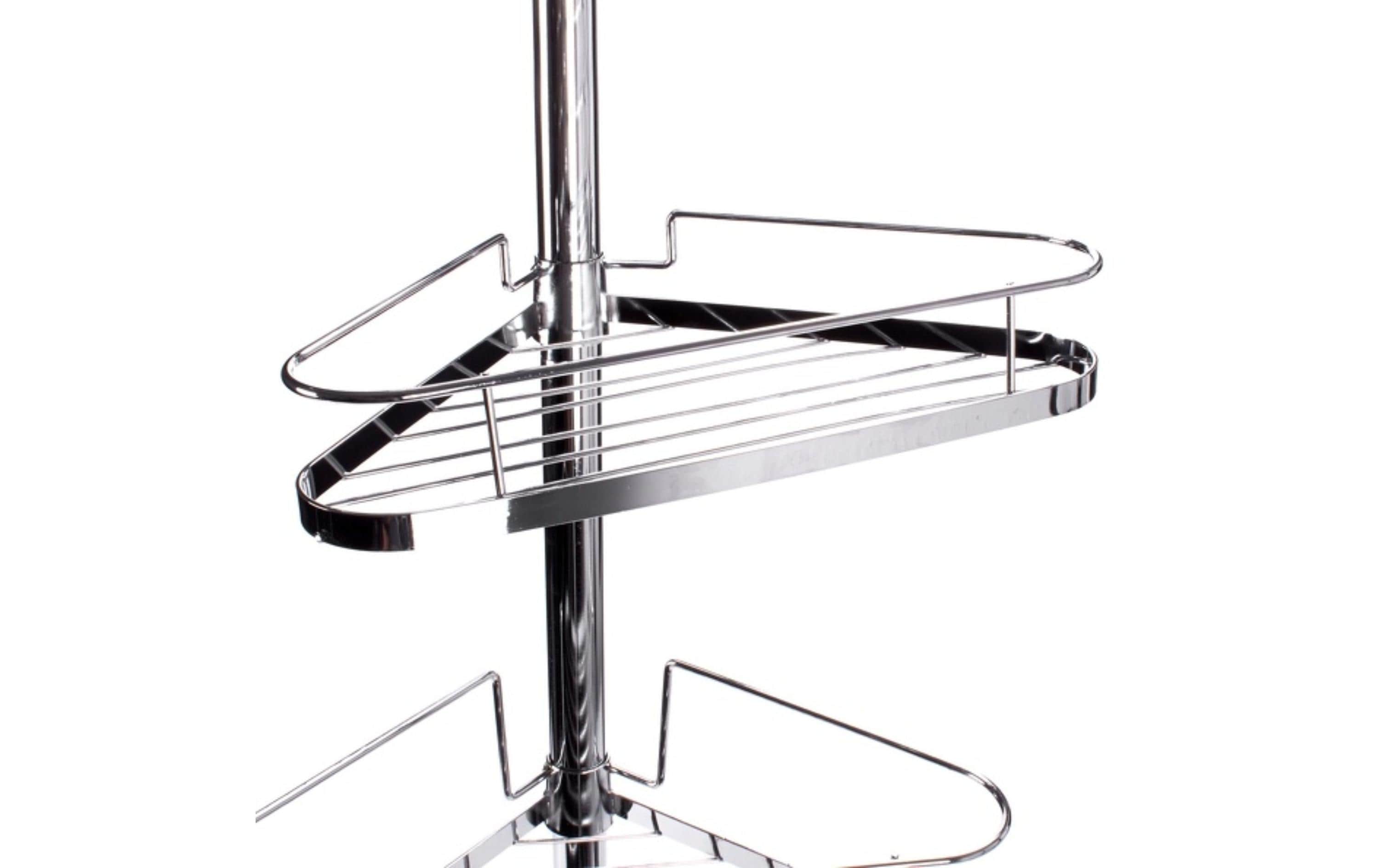 MSV Duschmittelhalter Teleskopstange 145-250 cm, 4 Körbe, Silber