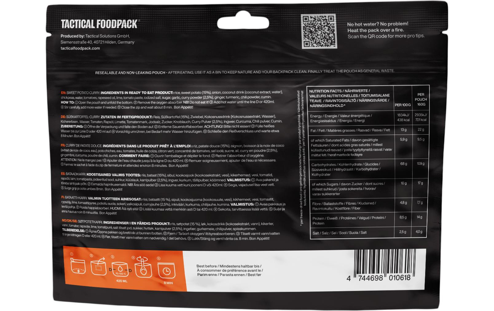 Tactical Foodpack Hauptgericht Süsskartoffel-Curry