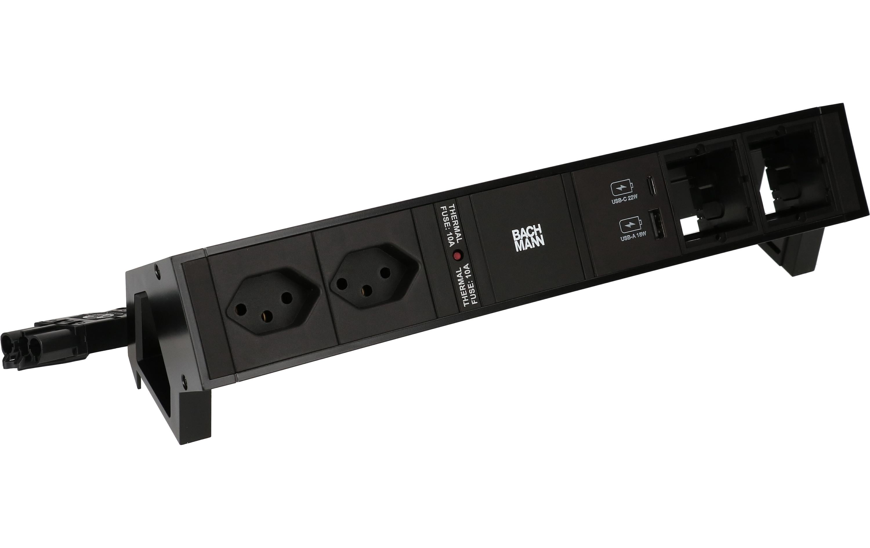 Bachmann Tischsteckdosenleiste DESK 2, 2x T13, 1x USB A/C, 2x Custom