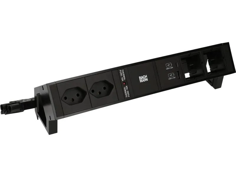 Bachmann Tischsteckdosenleiste DESK 2, 2x T13, 1x USB A/C, 2x Custom Bachmann Tischsteckdosenleiste DESK 2, 2x T13, 1x USB A/C, 2x Custom