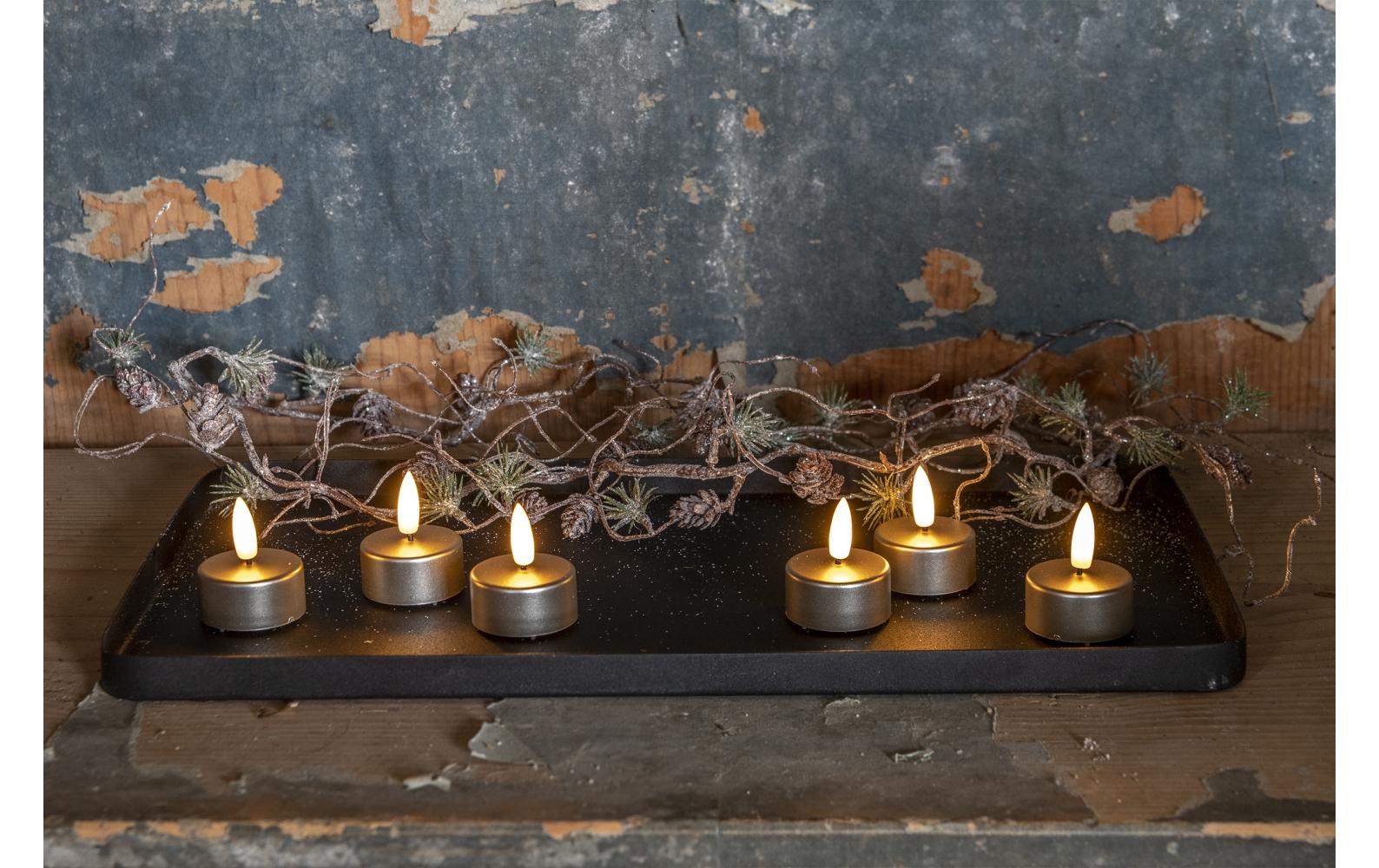 STT LED Teelichter Set 6er Set 3.7 cm, Taupe