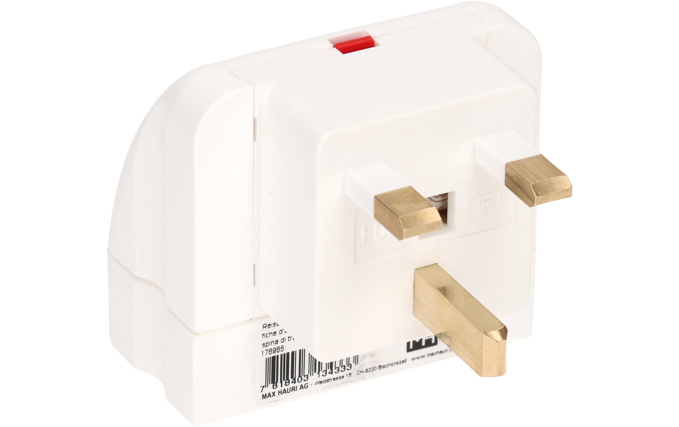 Max Hauri Reiseadapter Grossbritannien / Typ 13, 3-polig, Weiss