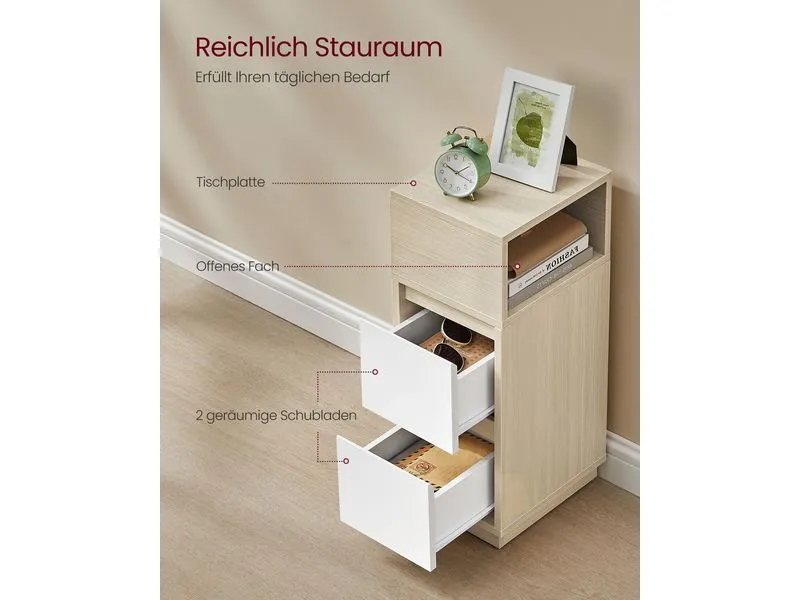 VASAGLE Nachttisch 2er Set 25 x 65 cm, Beige VASAGLE Nachttisch 2er Set 25 x 65 cm, Beige