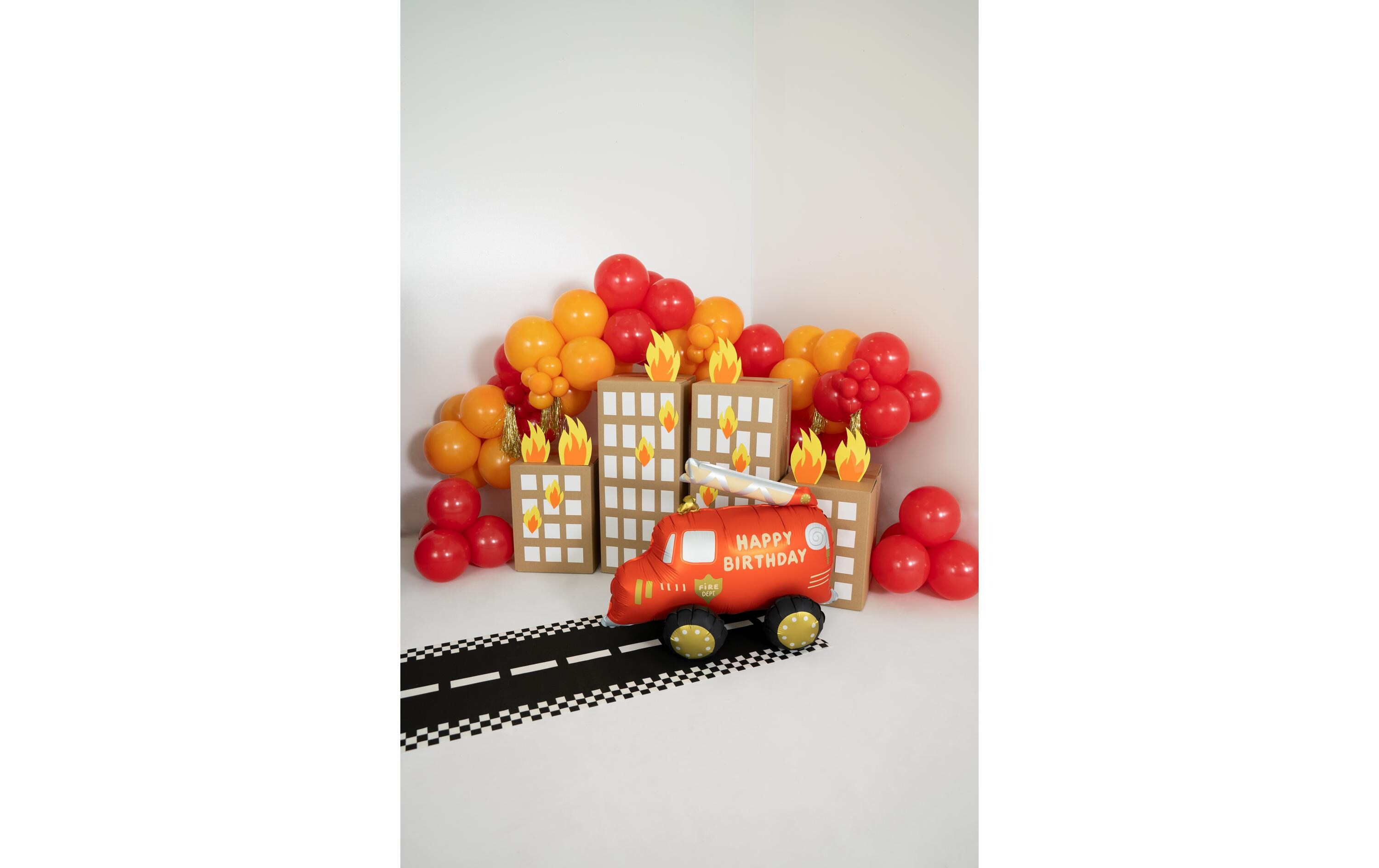 Partydeco Folienballon Feuerwehrauto inkl. Strohhalm 67 x 53 cm, 1 Stk