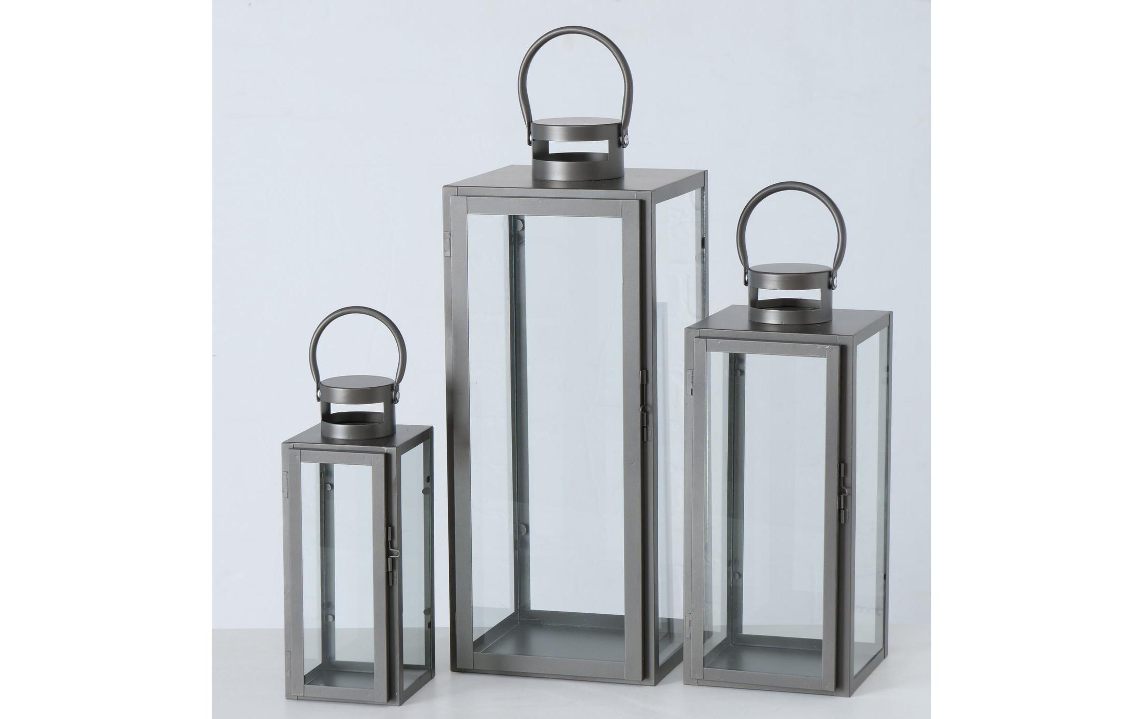 Boltze Laterne Arana 3-teilig, Silber/Transparent