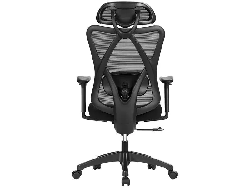 Songmics Bürostuhl mit Kopfstütze und Armlehnen, Schwarz
