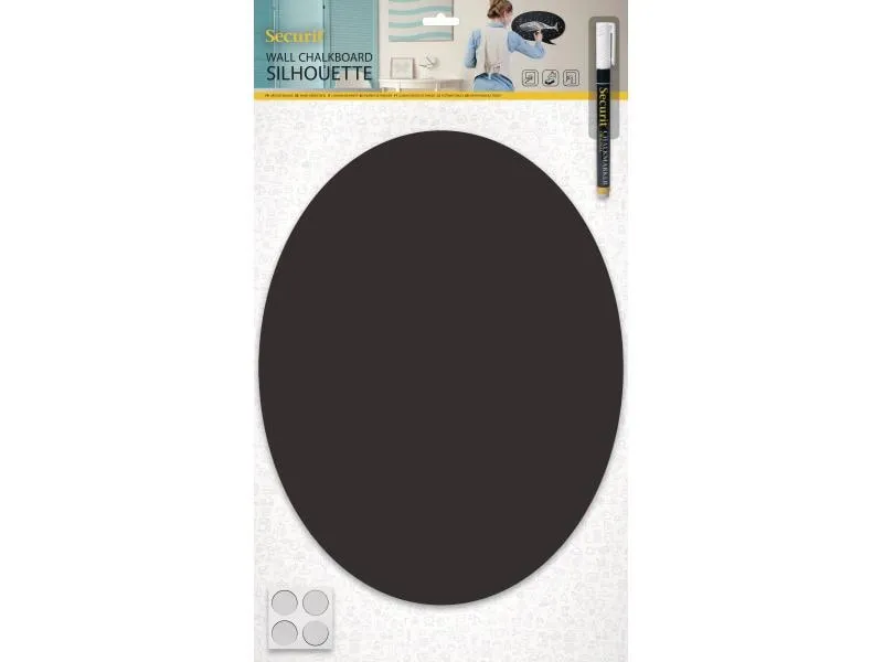 Securit Kreidetafel Silhouette Oval mit Klett, Schwarz