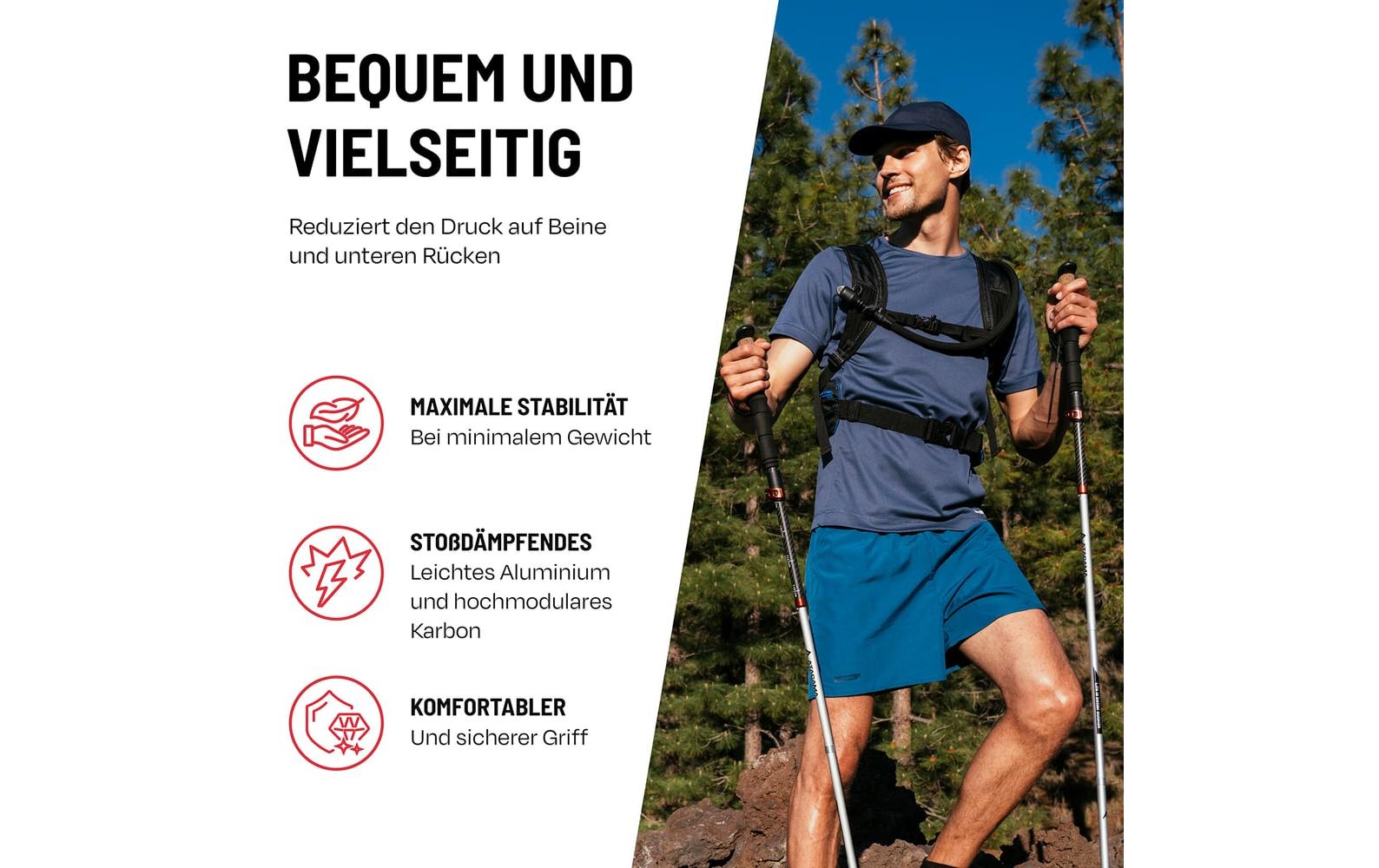 Atacama Teleskop Wanderstöcke, Flip Lock 110-135 cm