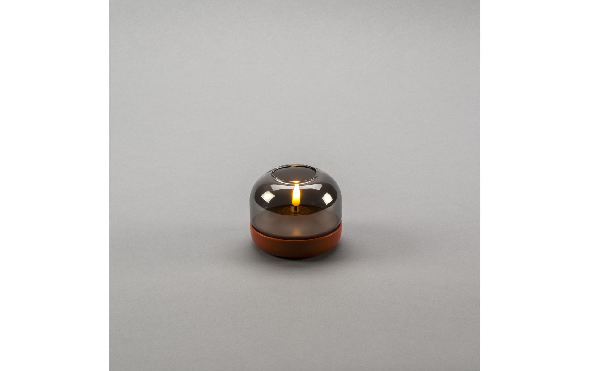 Konstsmide LED Kerze batteriebetrieben, rauchfarbenes Glas