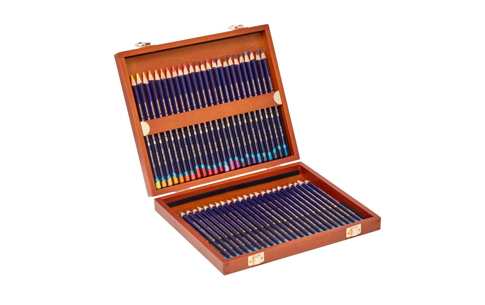 Derwent Aquarellstifte Inktense Geschenkset in Holzbox, 48-teilig