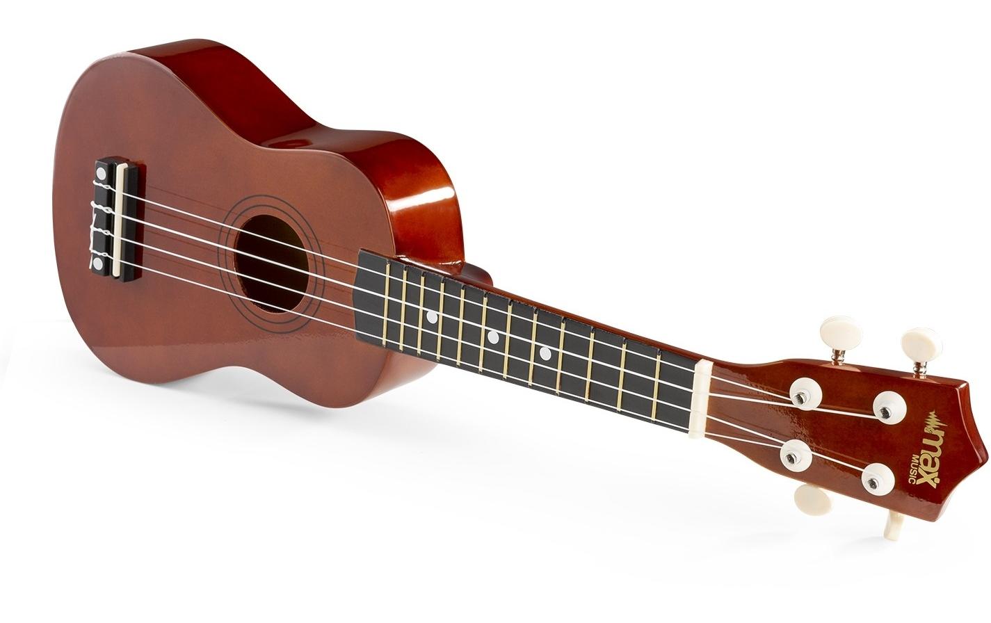 MAX Ukulele UKEY Set Soprano Dunkel Natur 21 Zoll