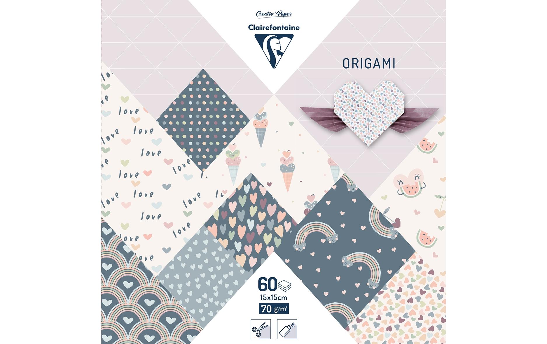 Clairefontaine Faltblätter Origami Little Love 70 g/m², 60 Blatt Clairefontaine Faltblätter Origami Little Love 70 g/m², 60 Blatt