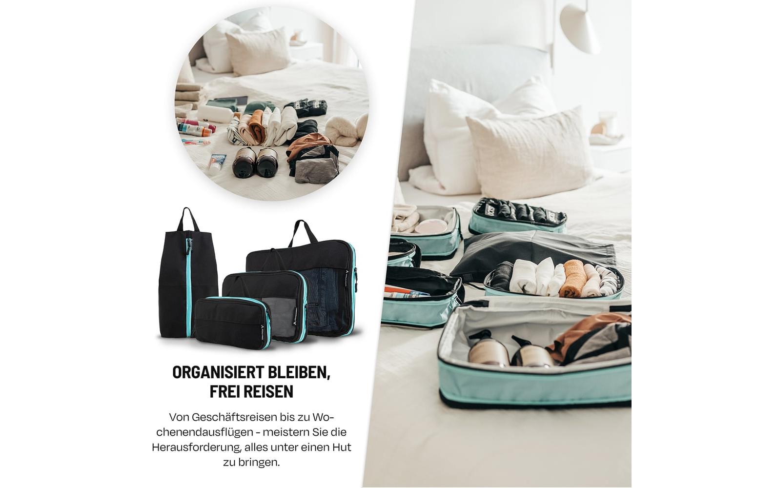 Atacama Kompressions-Packwürfel-Set 4-tlg. Schwarz-Türkis