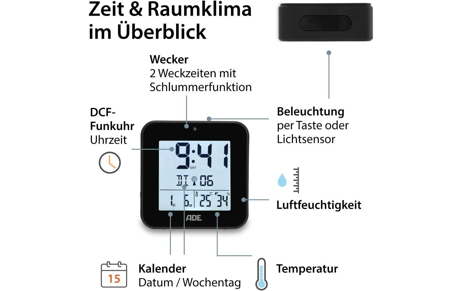 ADE Funkwecker mit Nachtlichtsensor