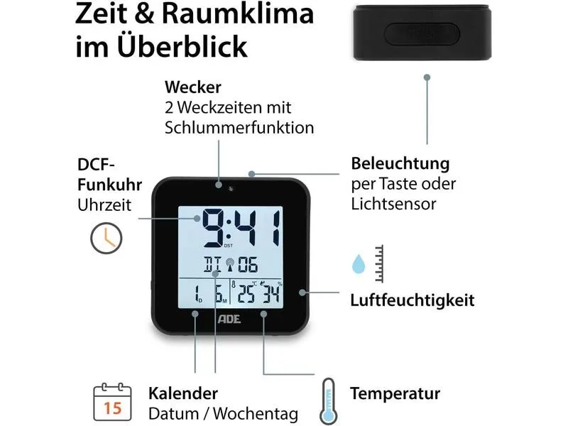 ADE Funkwecker mit Nachtlichtsensor ADE Funkwecker mit Nachtlichtsensor