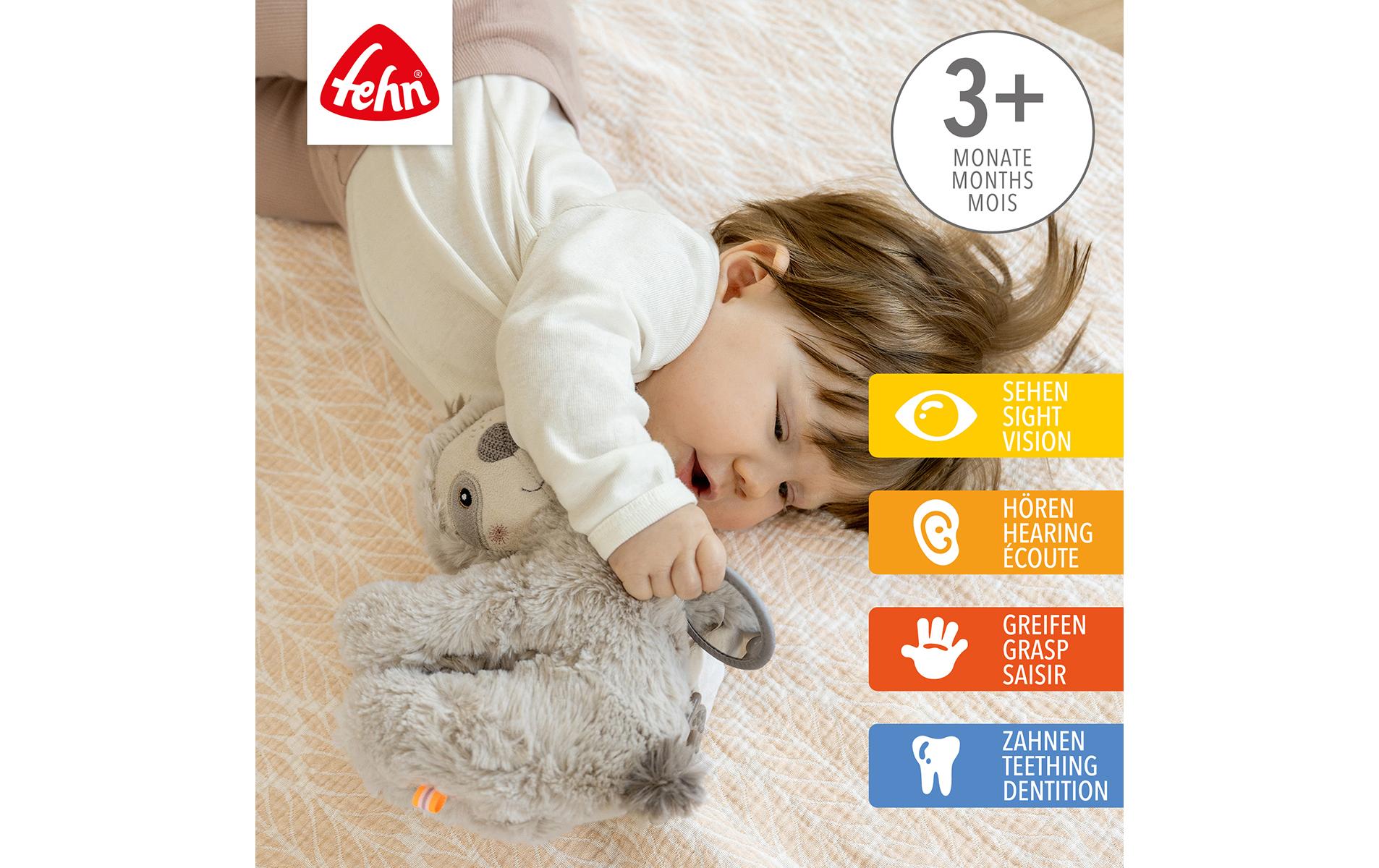 fehn Kinderwagenspielzeug Activity-Faultier, Grau/Beige