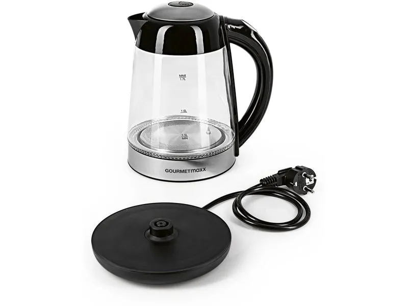 GOURMETmaxx Wasserkocher 1.7 l, Schwarz/Transparent