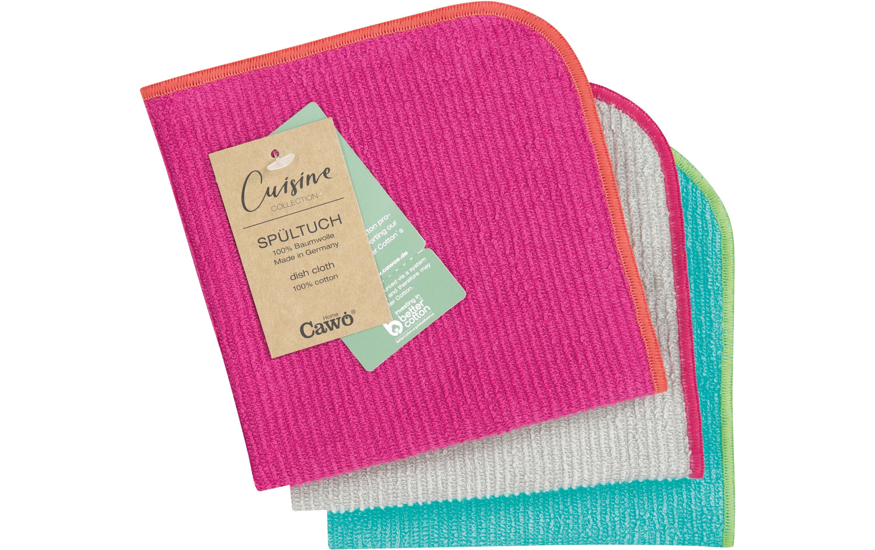 Cawö Abwaschlappen Trio 30 x 30 cm, 3 Stück, Pink/Türkis