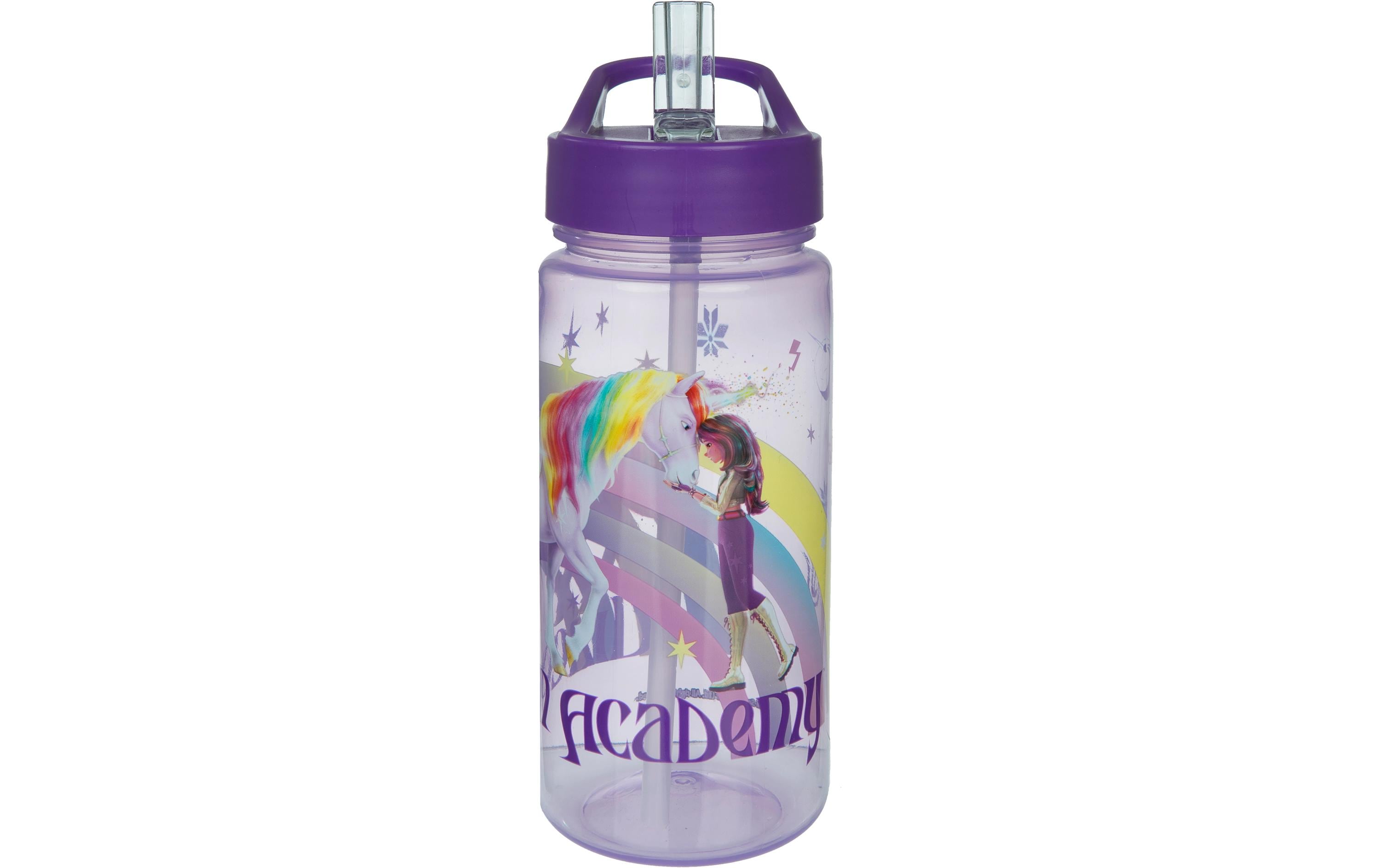 Scooli Trinkflasche Unicorn Academy 500 ml, Lila/Transparent