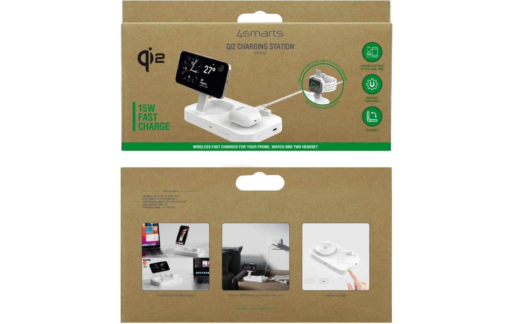 4smarts Wireless Charger Qi2 Weiss