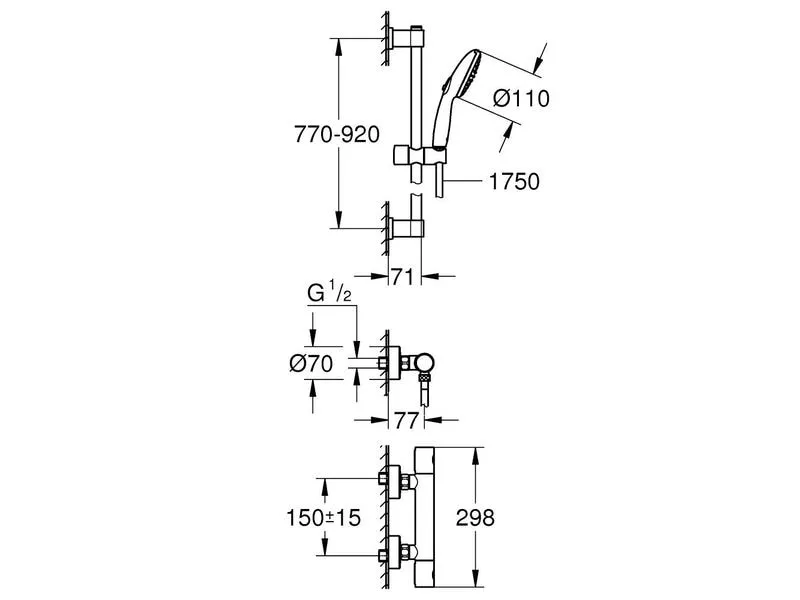 GROHE Thermostat-Brausebatterie Precision Get, 900 mm GROHE Thermostat-Brausebatterie Precision Get, 900 mm