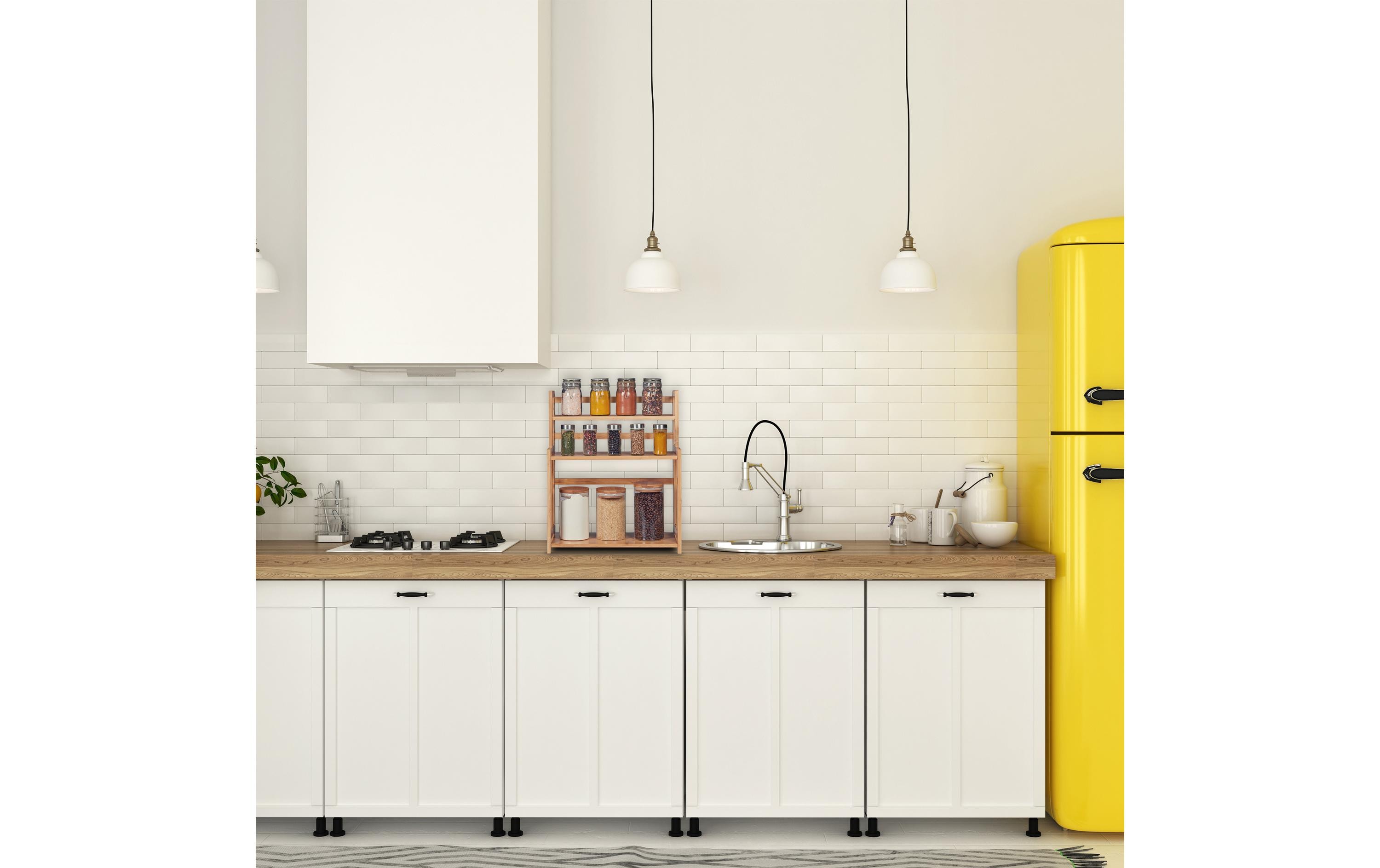 relaxdays Gewürzregal Bambus 3 Etagen Hellbraun