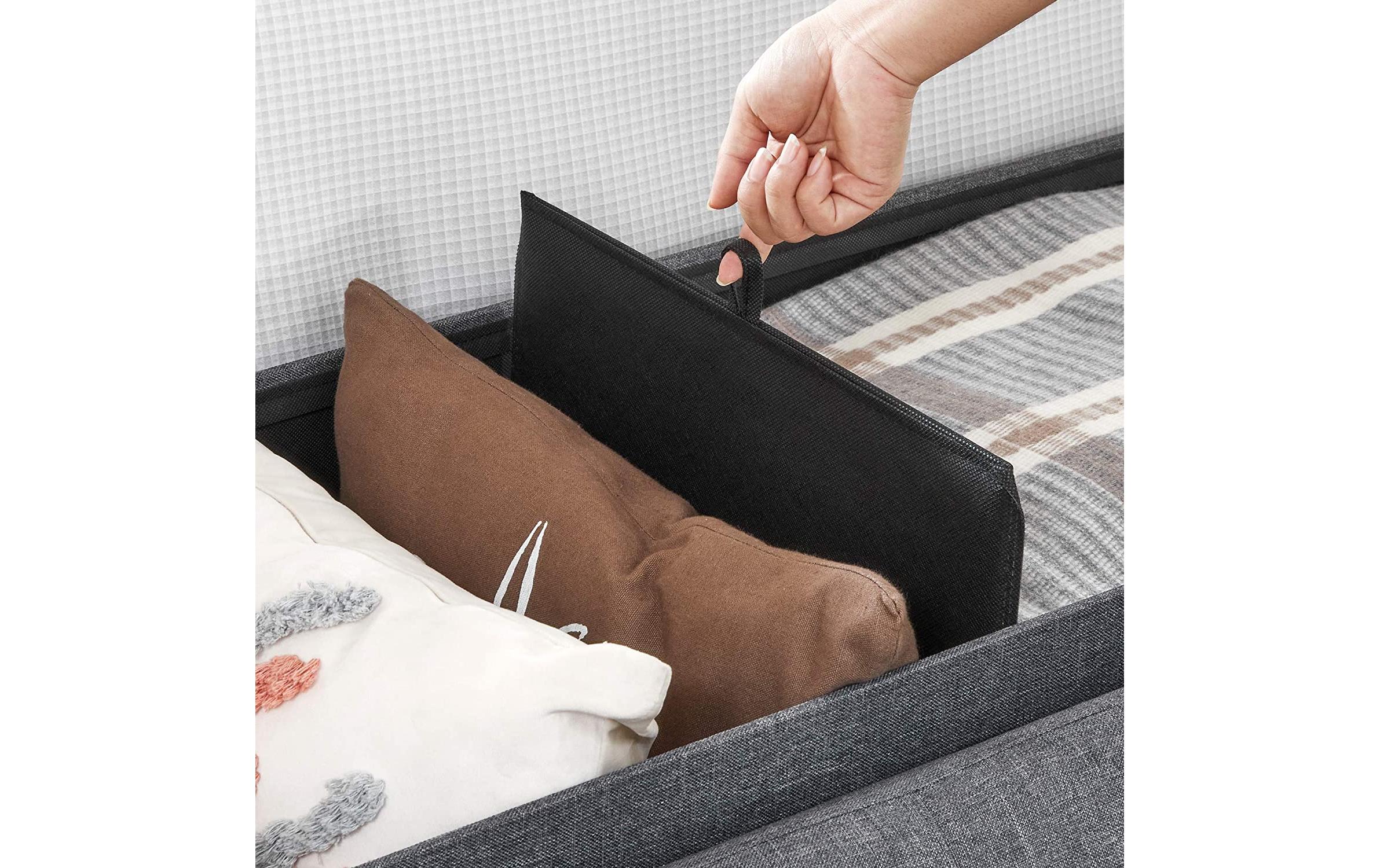 Songmics Sitztruhe Polsterbank aus Leinen, Grau