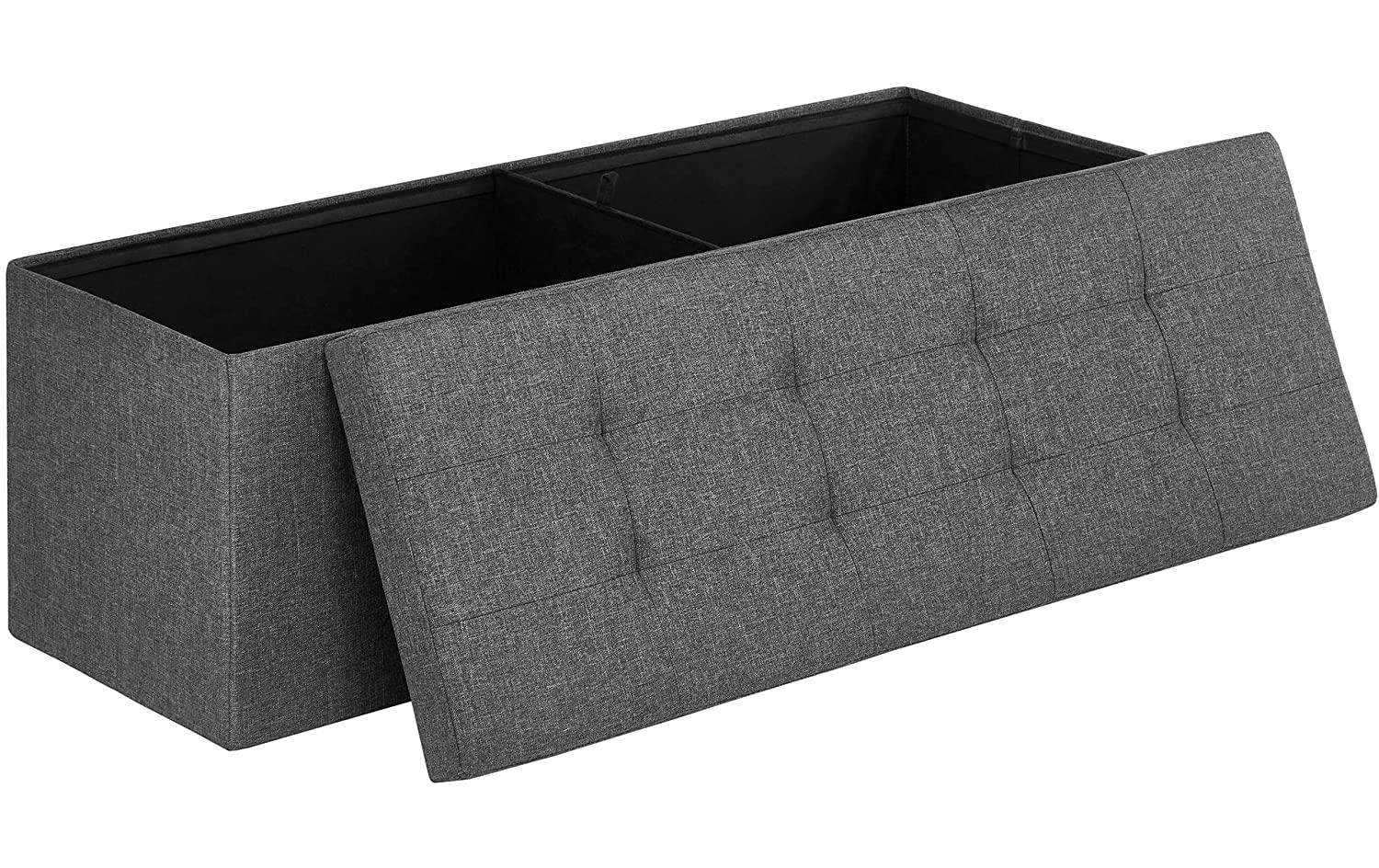 Songmics Sitztruhe Polsterbank aus Leinen, Grau