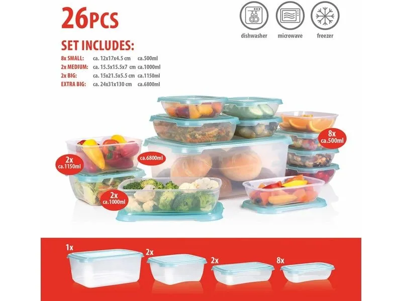 alpina Vorratsboxen Set 13-teilig 6.8 l, Blau/Transparent alpina Vorratsboxen Set 13-teilig 6.8 l, Blau/Transparent