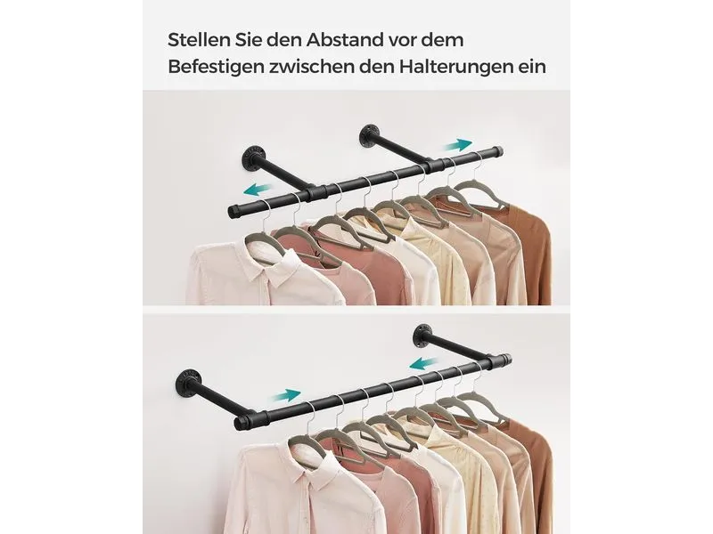 Songmics Wandgarderobe 2 Stück 84 cm x 7 cm, Schwarz