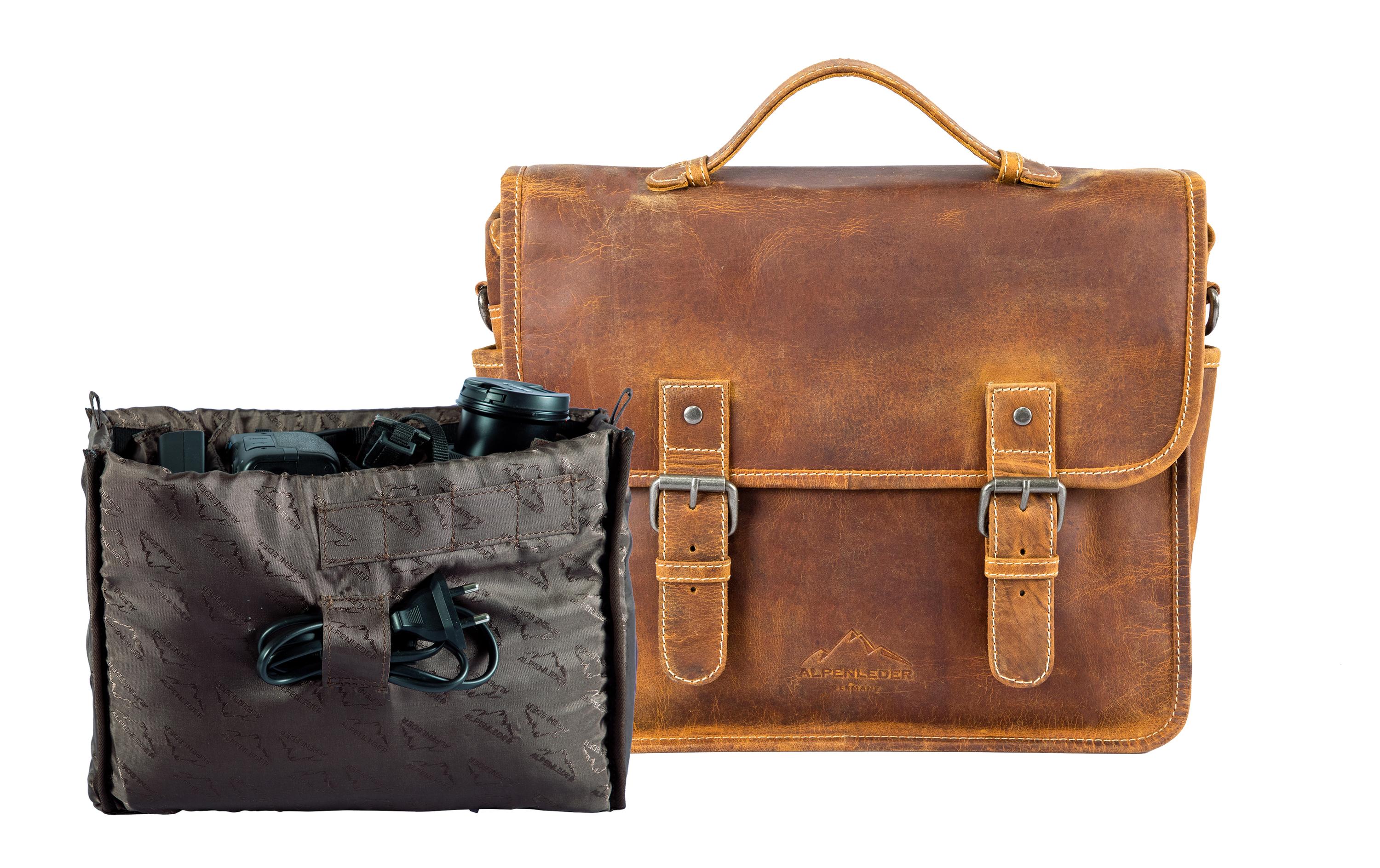 Alpenleder Kamera-Tasche Reporter Beige