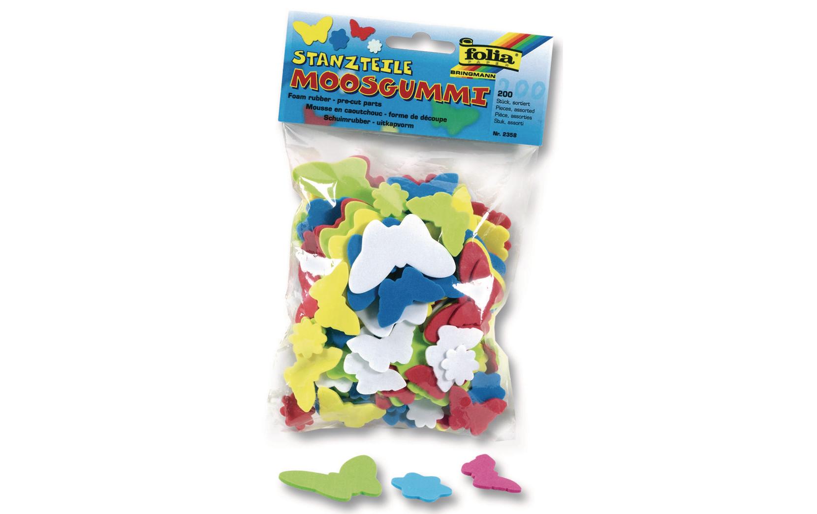 Folia Moosgummi-Stanzteile Blumen & Schmetterlinge, 200 Stück Folia Moosgummi-Stanzteile Blumen & Schmetterlinge, 200 Stück