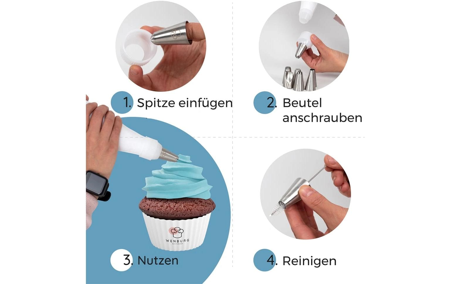 Wenburg Spritzbeutel Set - 10-tlg. - Edelstahl-Tüllen