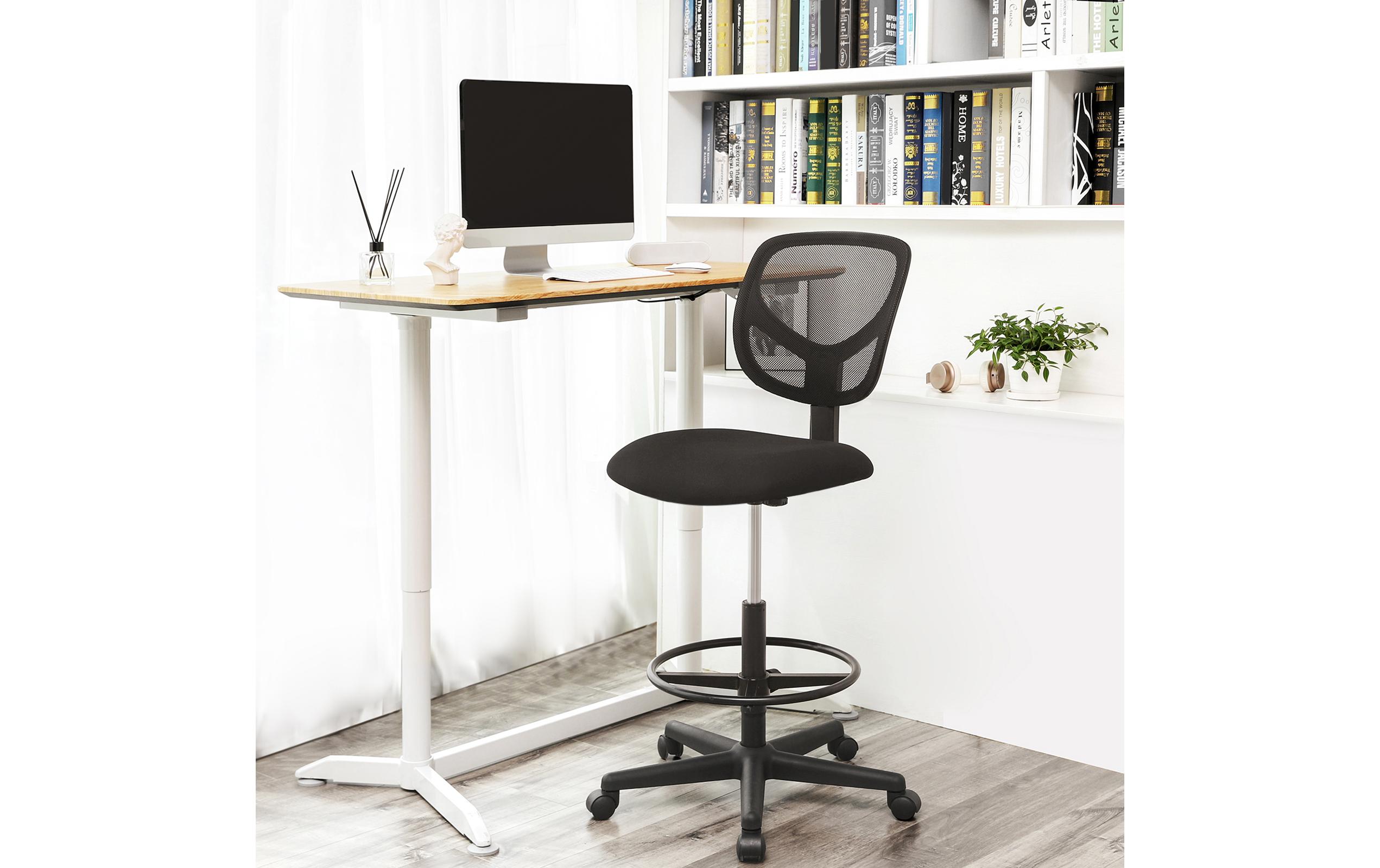 Songmics Bürostuhl mit Fusskreuz, Schwarz