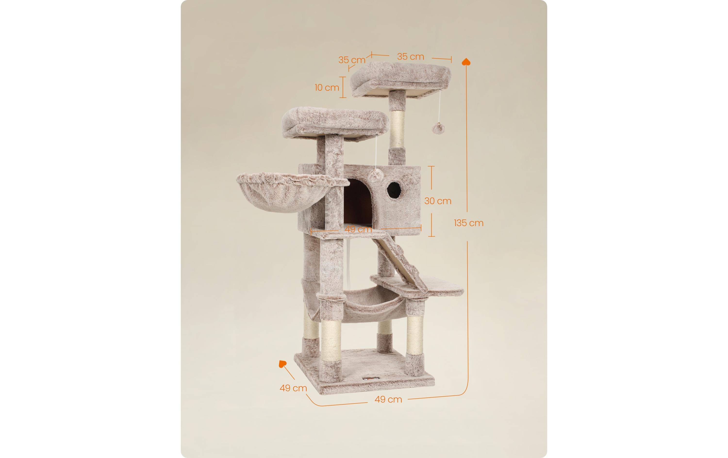 Feandrea Kratzbaum mit weichem Bezug 135 cm, Hellbraun