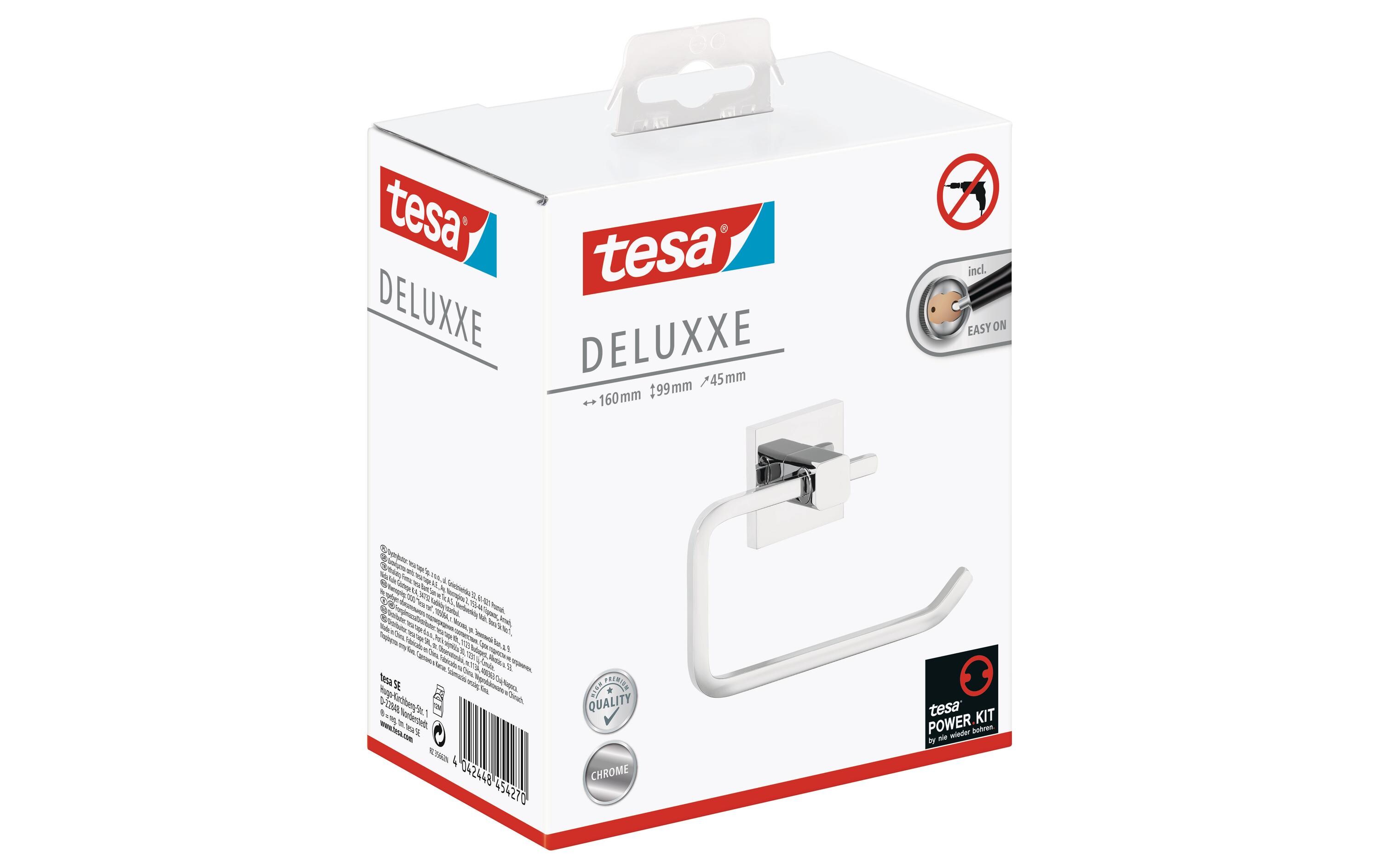 tesa Toilettenpapierhalter ohne Deckel, Deluxxe, Silber