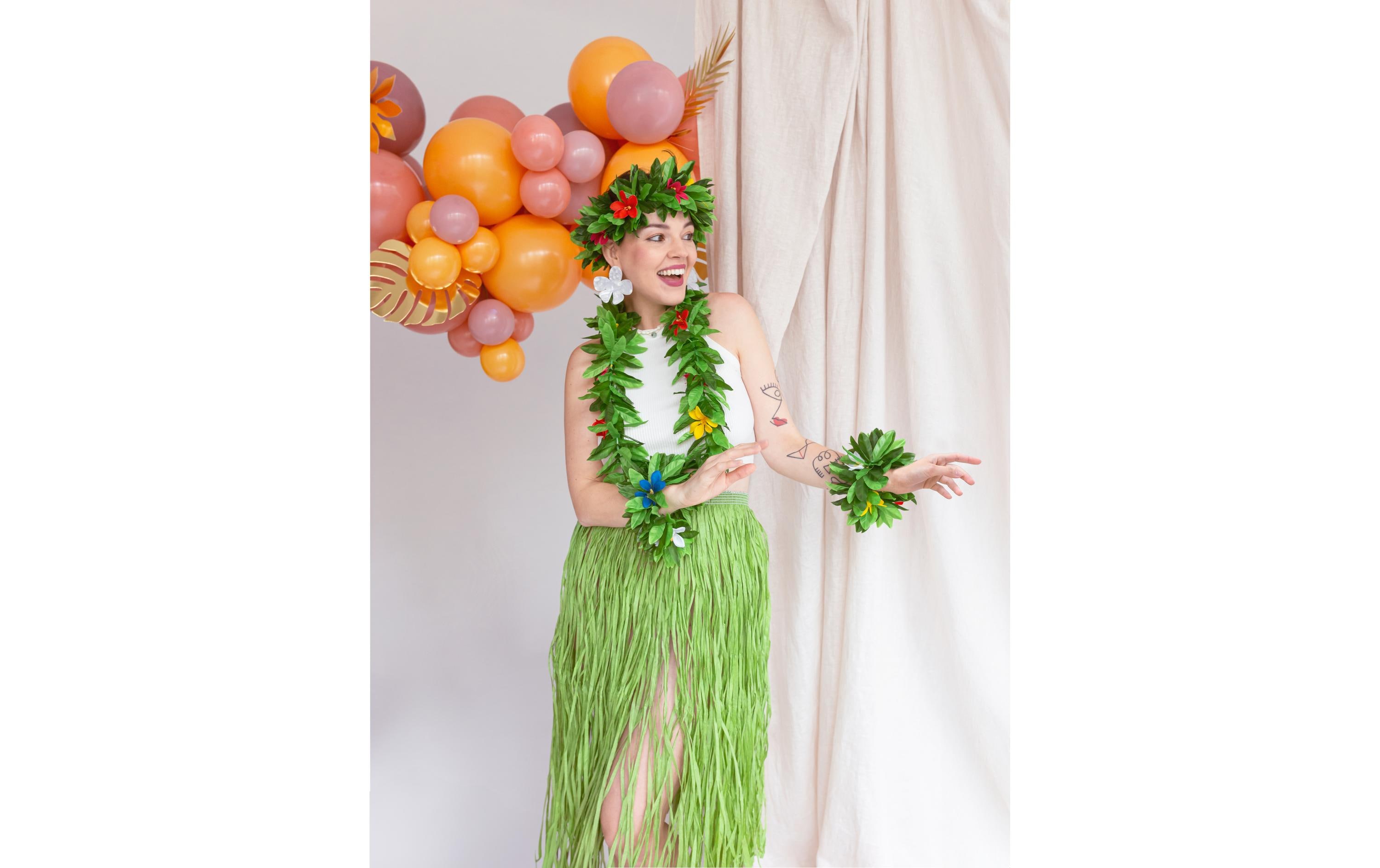 Partydeco Halskette Set Hawaii 4-teilig, Grün