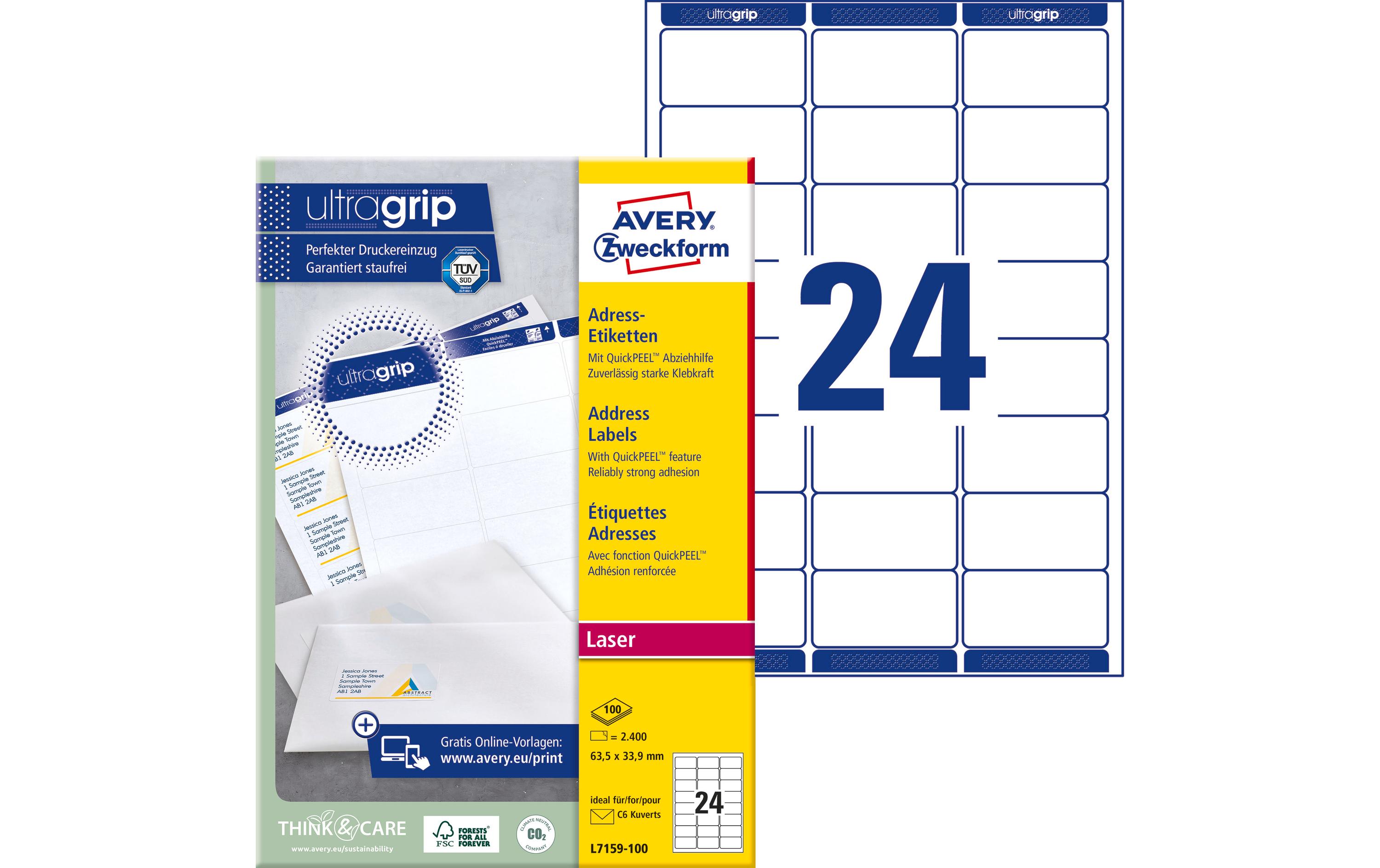 Avery Zweckform Adressetiketten L7159-100 63.5 x 33.9 mm